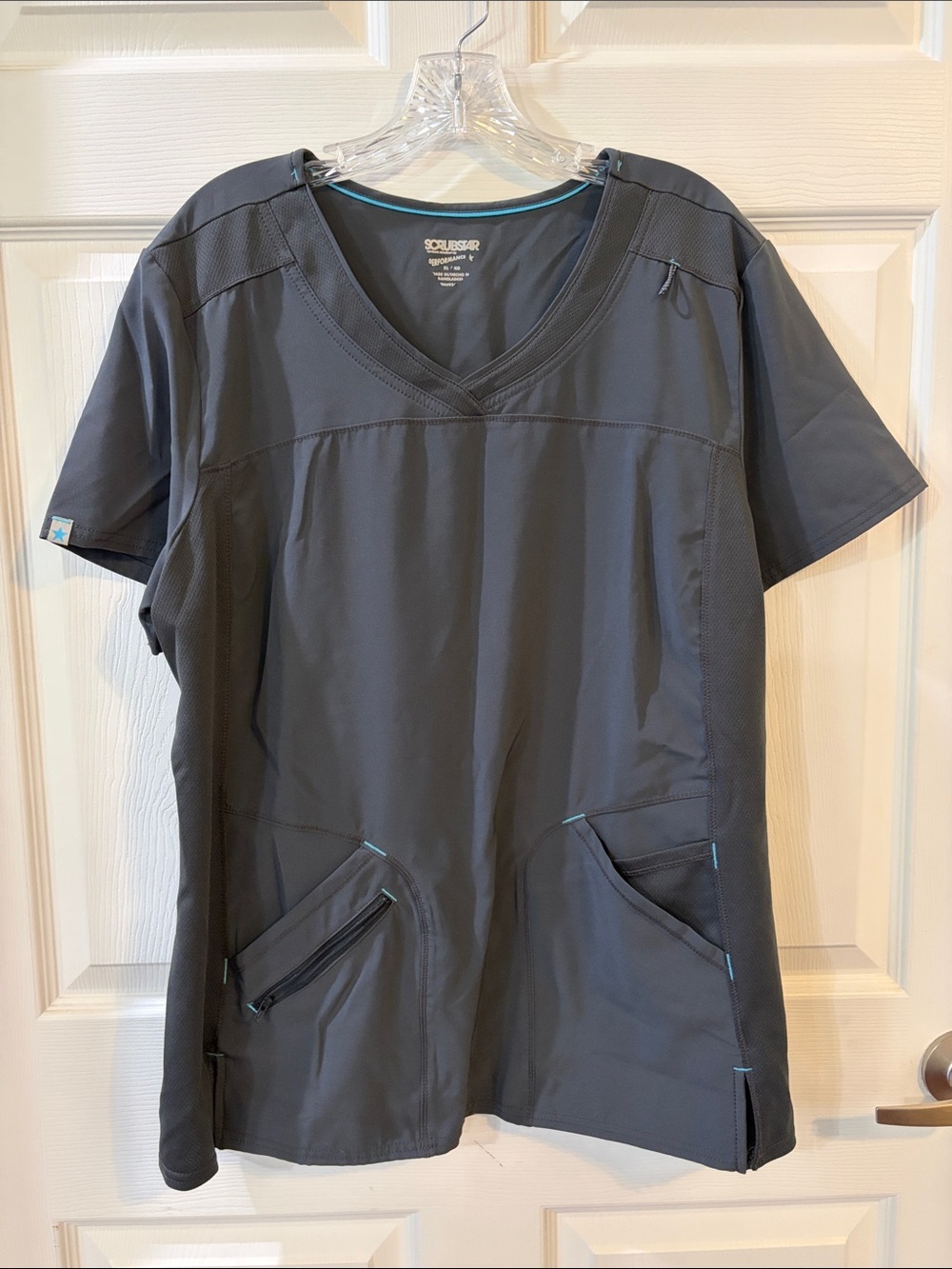 Scrubstar Performance Women's Antimicrobial Pewter V-Neck Scrub Top